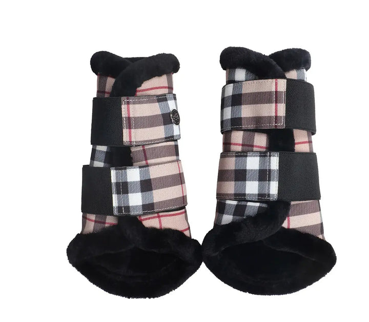 Dapplebay Holiday Tan Plaid Brushing Boots Dapplebay