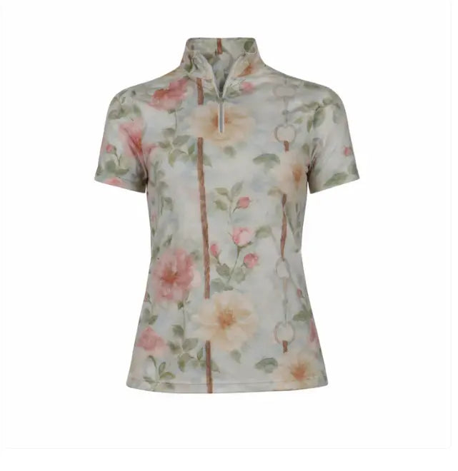 Dapplebay Vintage Floral Short Sleeve 1/4 Zip Dapplebay