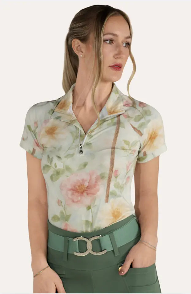 Dapplebay Vintage Floral Short Sleeve 1/4 Zip Dapplebay