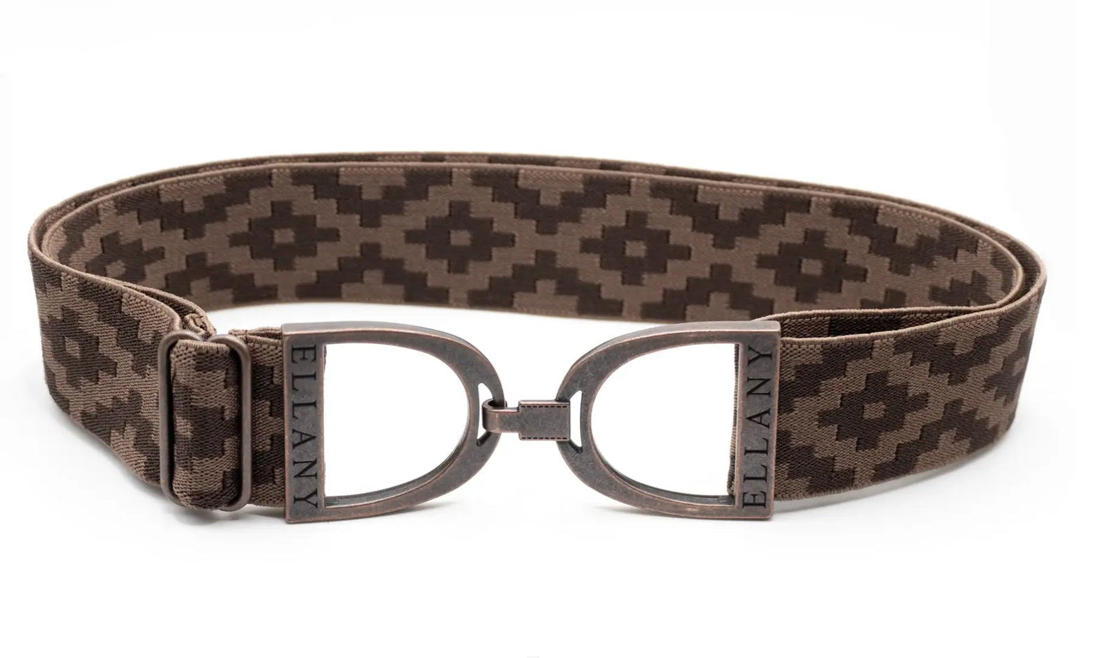 Ellany Belts - 1.5" Chocolate Polo with Copper Stirrup ELLANY