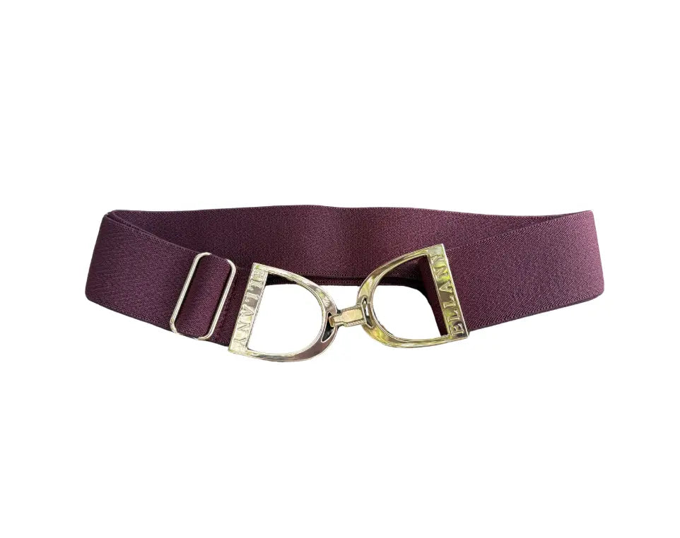 Ellany Belts -   1.5" Fig Herringbone with Gold Stirrup ELLANY