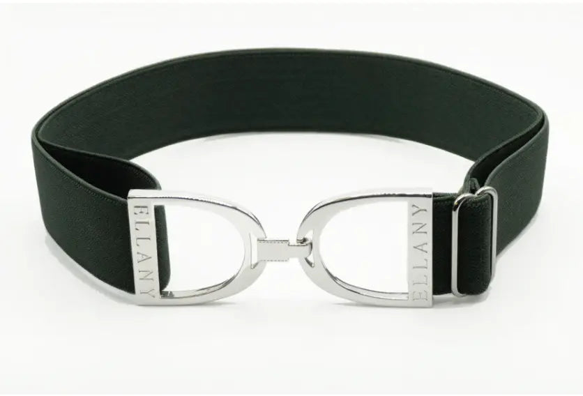 Ellany Belts -   1.5" Hunter Green Solid Silver Stirrup ELLANY