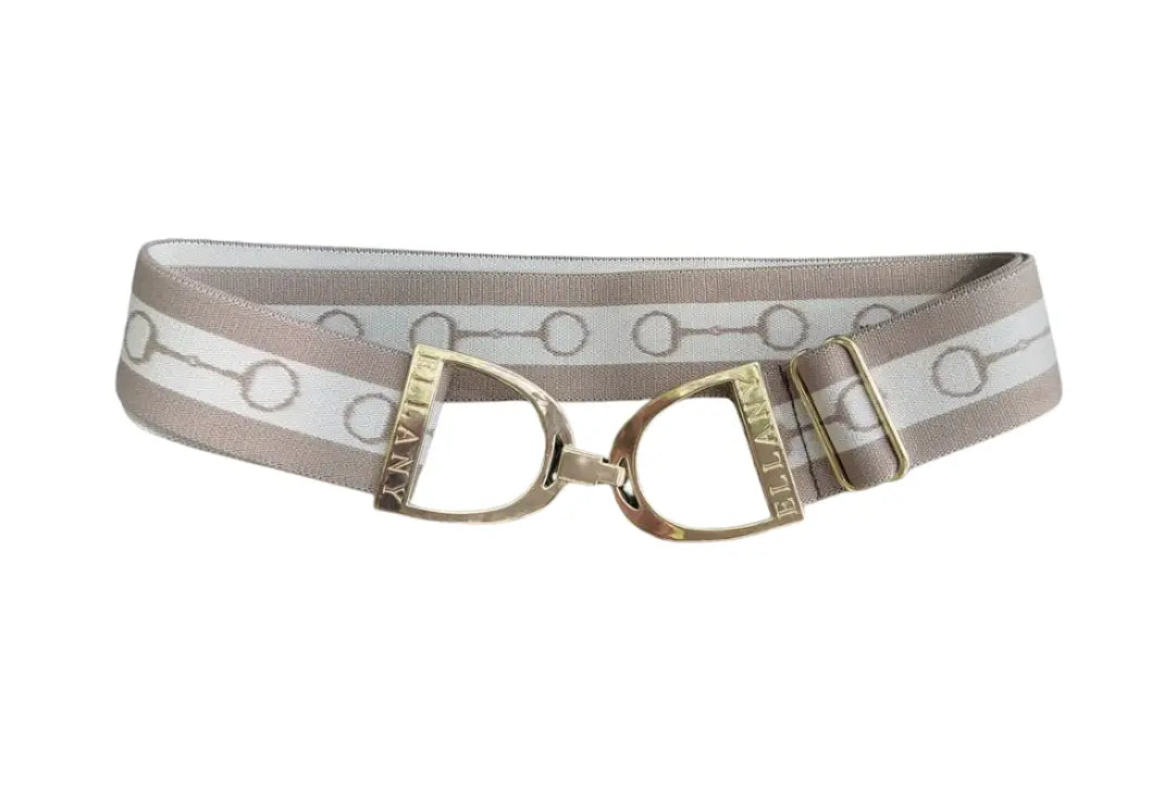 Ellany Belts - 1.5"   Taryn with Gold Stirrup 1.5 (Taupe Bit Pattern)