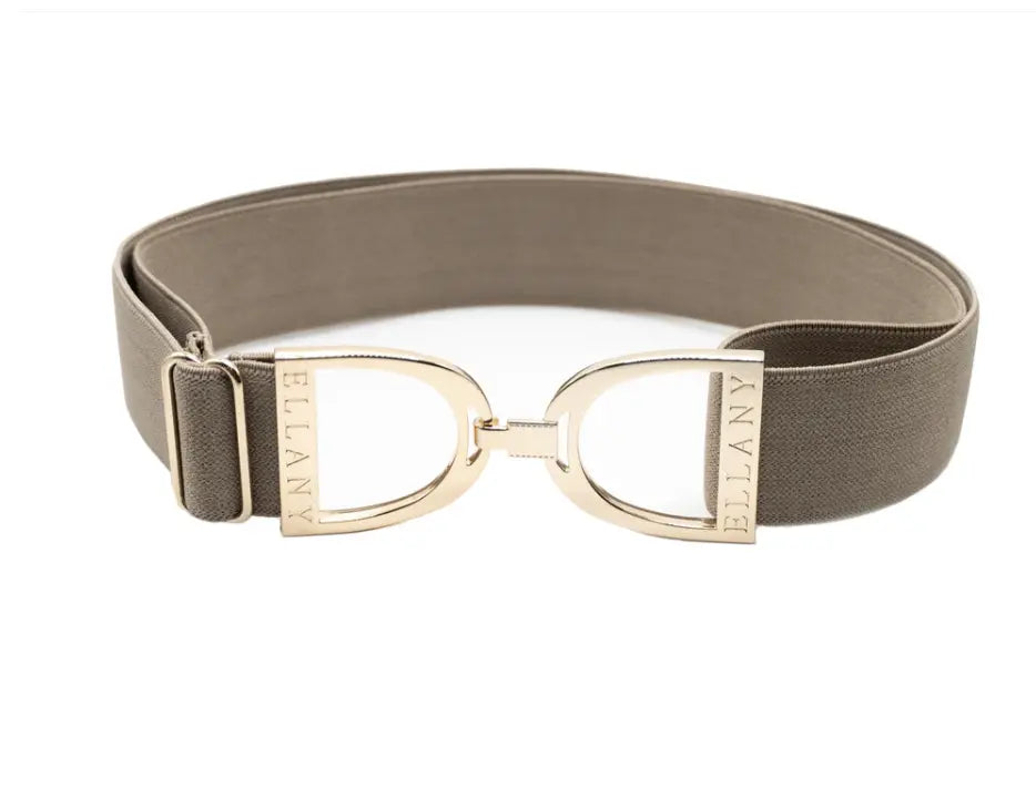 Ellany Belts -   1.5" Taupe Solid Gold Stirrup ELLANY