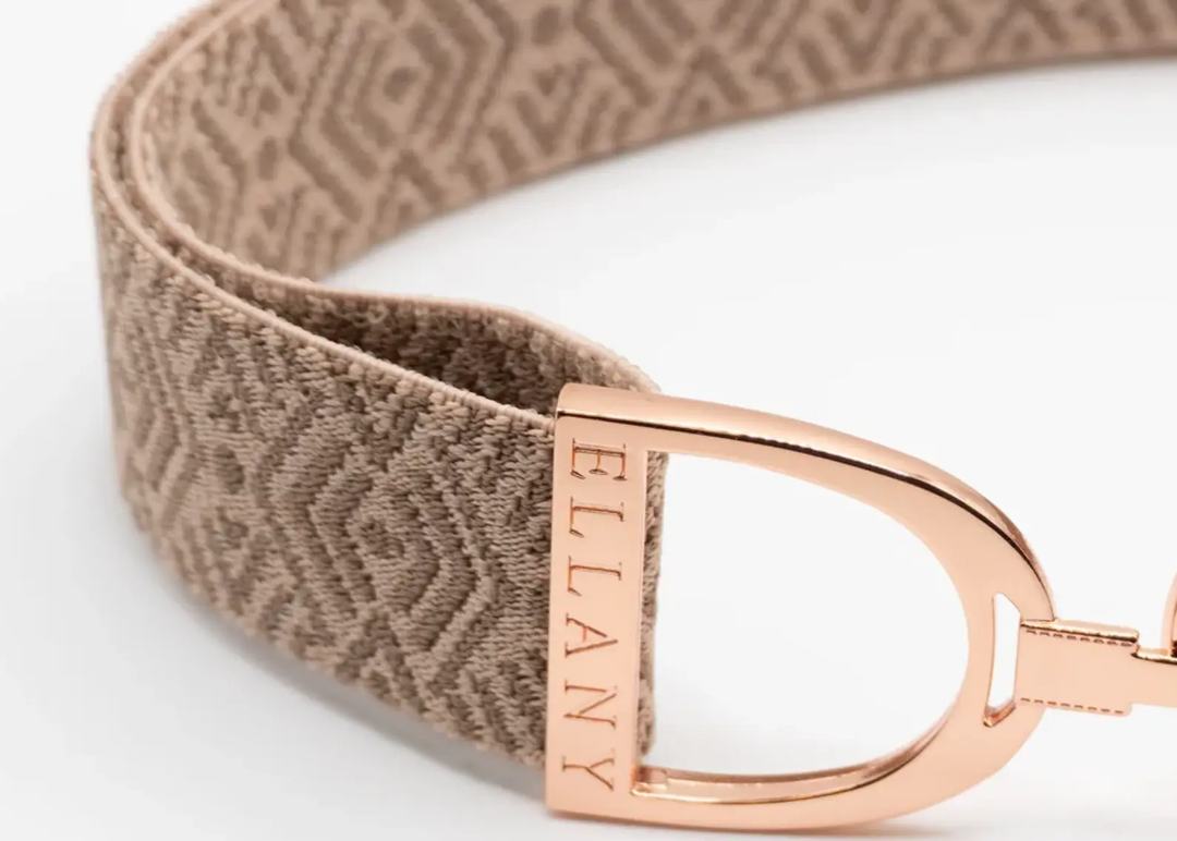 Ellany Belts - Taupe Tribal with Rose Gold Stirrup ELLANY