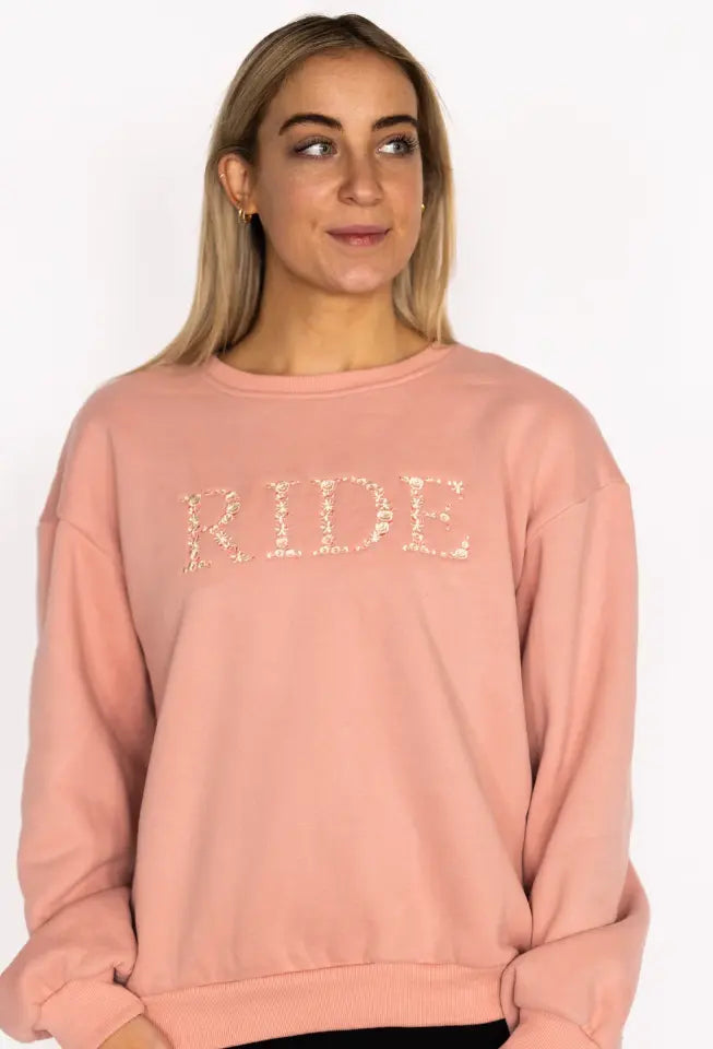 Ellany Soft Spun RIDE embroidered Sweatshirt ELLANY