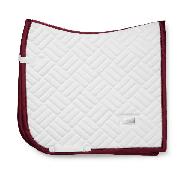 Equestrian Stockholm Modern White with Merlot Saddle Pad - Dressage Equestrian Stockholm