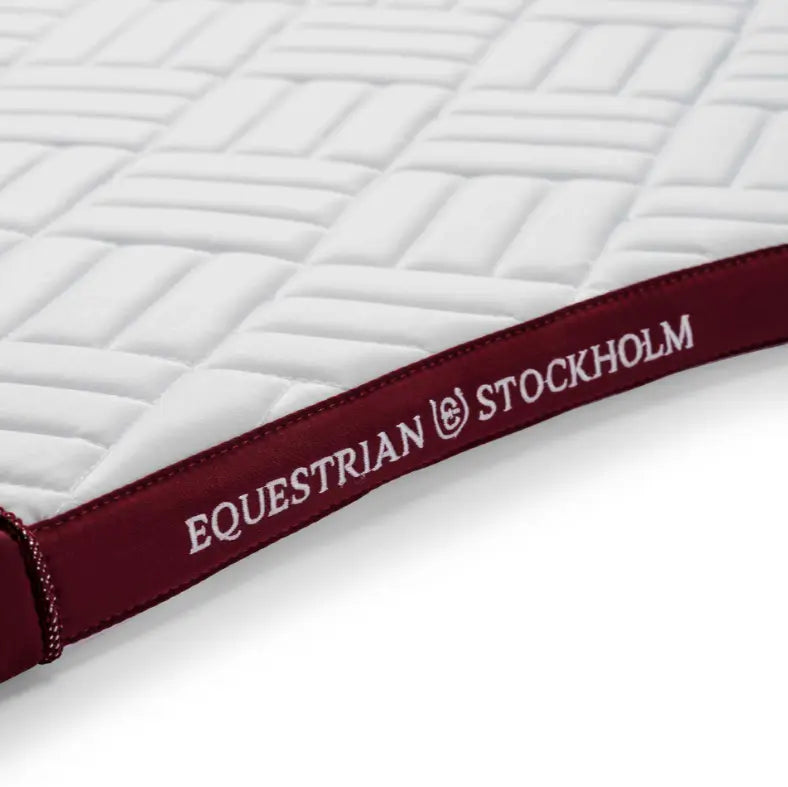 Equestrian Stockholm Modern White with Merlot Saddle Pad - Dressage Equestrian Stockholm