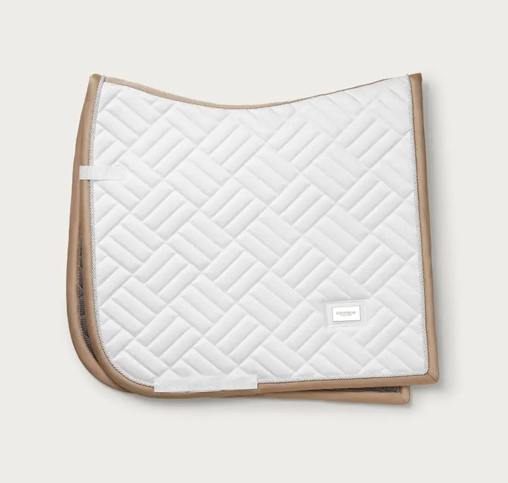 Equestrian Stockholm Modern White with Sand Saddle Pad - Dressage Equestrian Stockholm