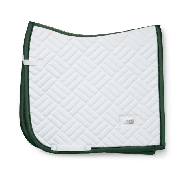 Equestrian Stockholm Modern White with Sycamore Green Saddle Pad - Dressage Equestrian Stockholm