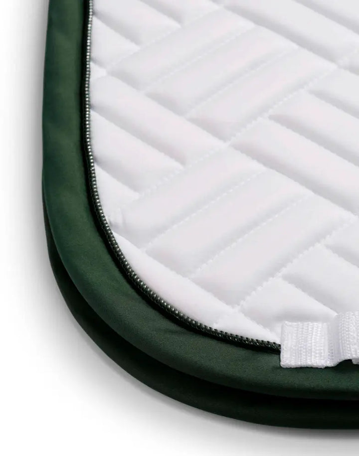 Equestrian Stockholm Modern White with Sycamore Green Saddle Pad - Dressage Equestrian Stockholm