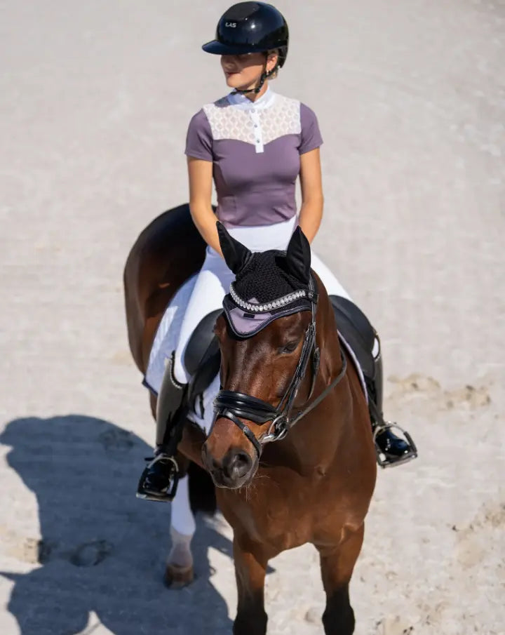 Equestrian Stockholm Saddle Pad -  Modern White Dark Violet Equestrian Stockholm