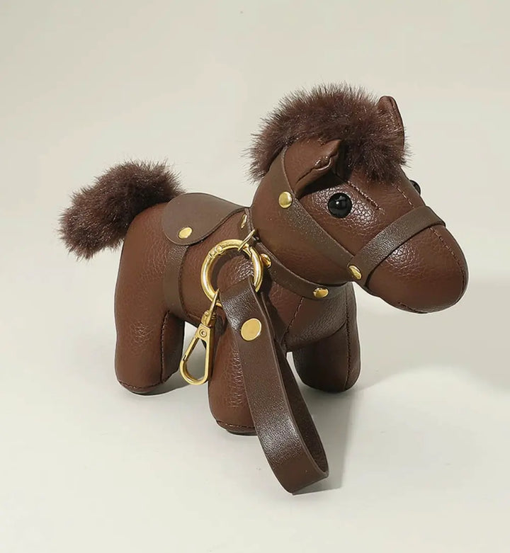 Faux Leather Mini Pony Bag Charm Key Chain