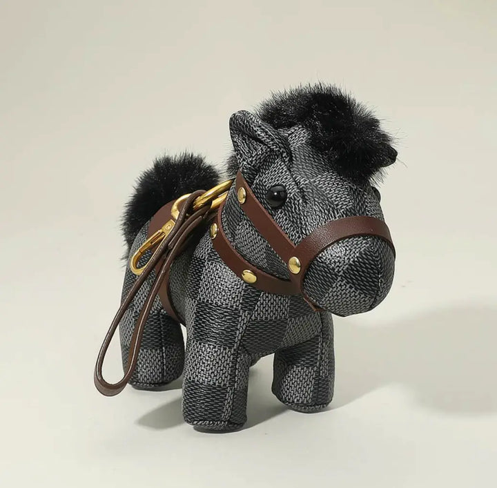 Faux Leather Mini Pony Bag Charm Key Chain
