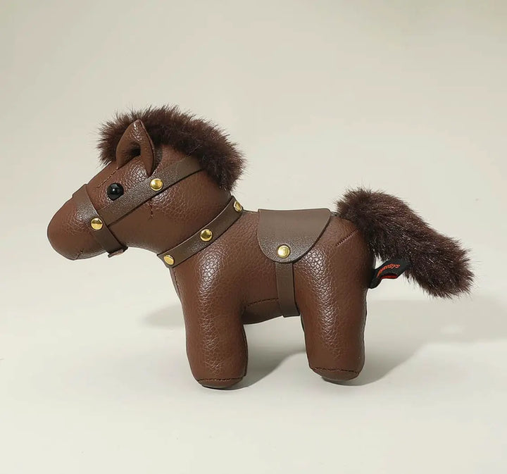 Faux Leather Mini Pony Bag Charm Key Chain
