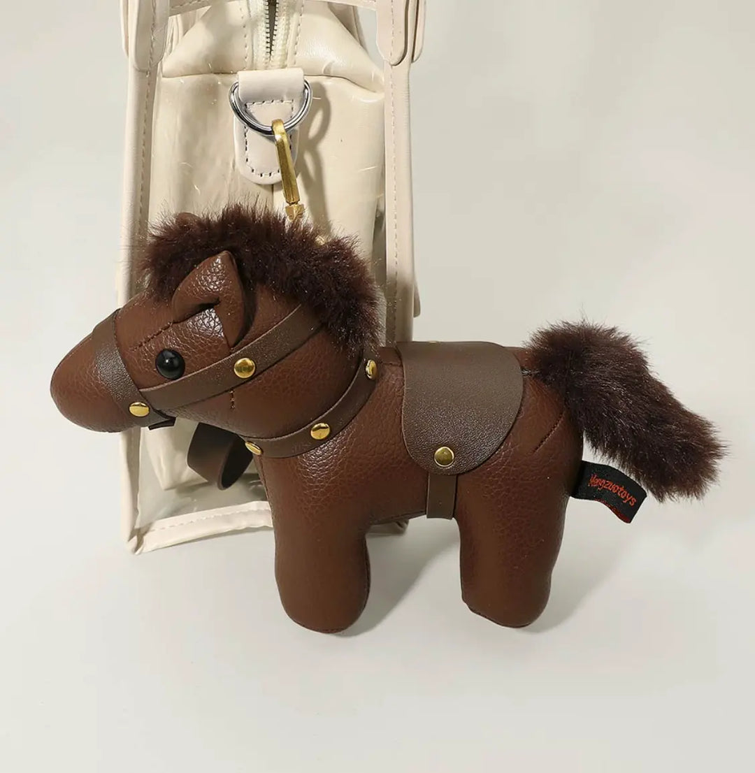 Faux Leather Mini Pony Bag Charm Key Chain