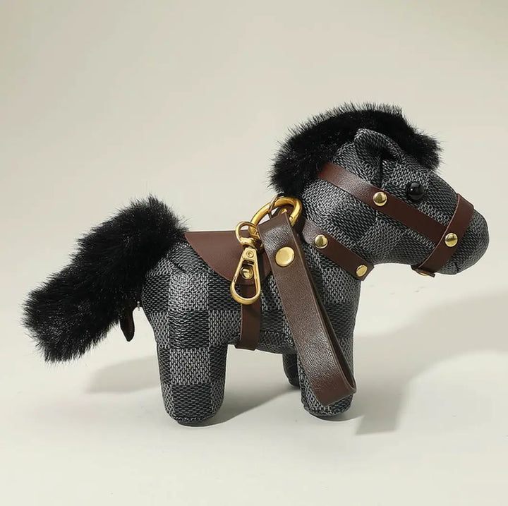 Faux Leather Mini Pony Bag Charm Key Chain