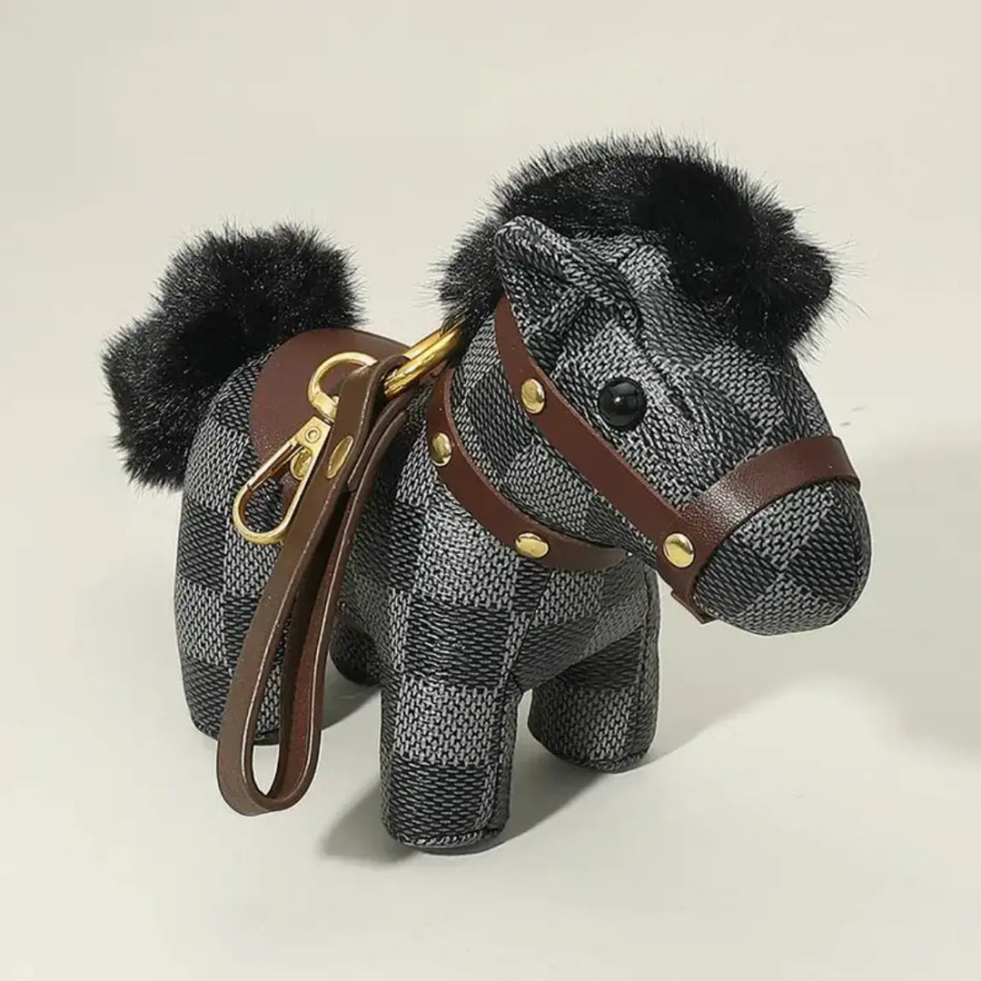 Faux Leather Mini Pony Bag Charm Key Chain