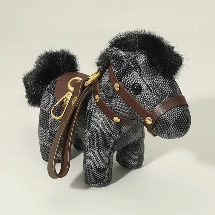 Faux Leather Mini Pony Bag Charm Key Chain