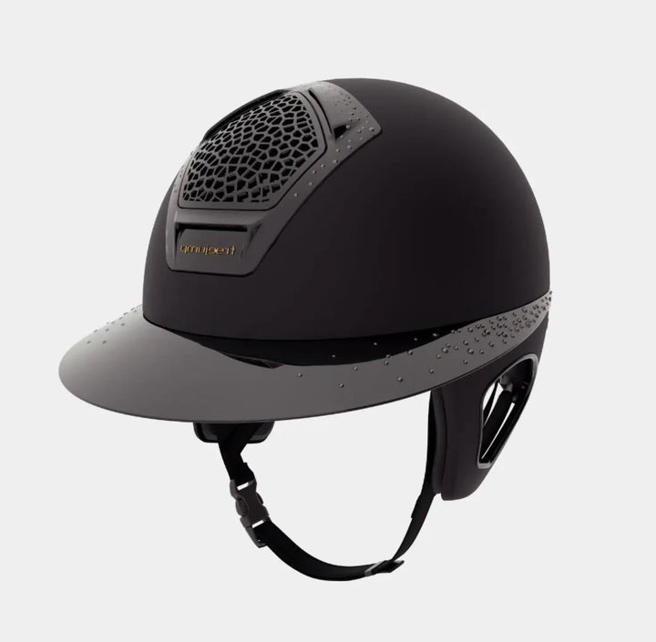 Freejump Voronoï Helmet - Black Matte Shell with Gloss Black Crystal Grill and Wide Gloss Crystal Brim Freejump