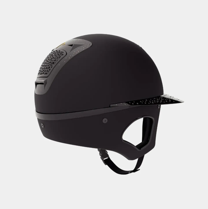 Freejump Voronoï Helmet - Black Matte Shell with Gloss Black Crystal Grill and Wide Gloss Crystal Brim Freejump