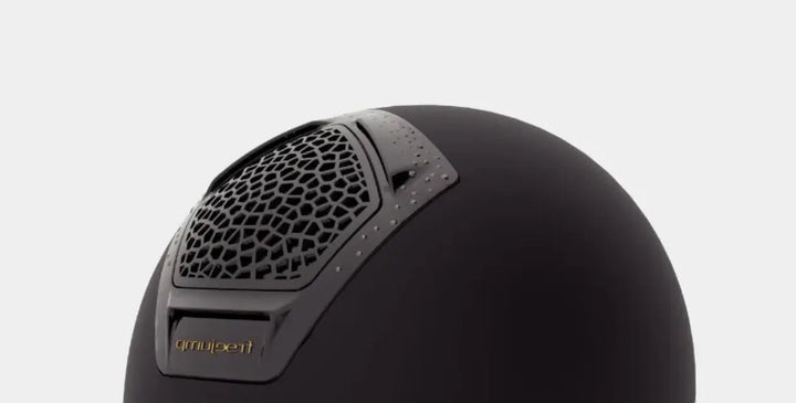 Freejump Voronoï Helmet - Black Matte Shell with Gloss Silver Crystal Grill Freejump