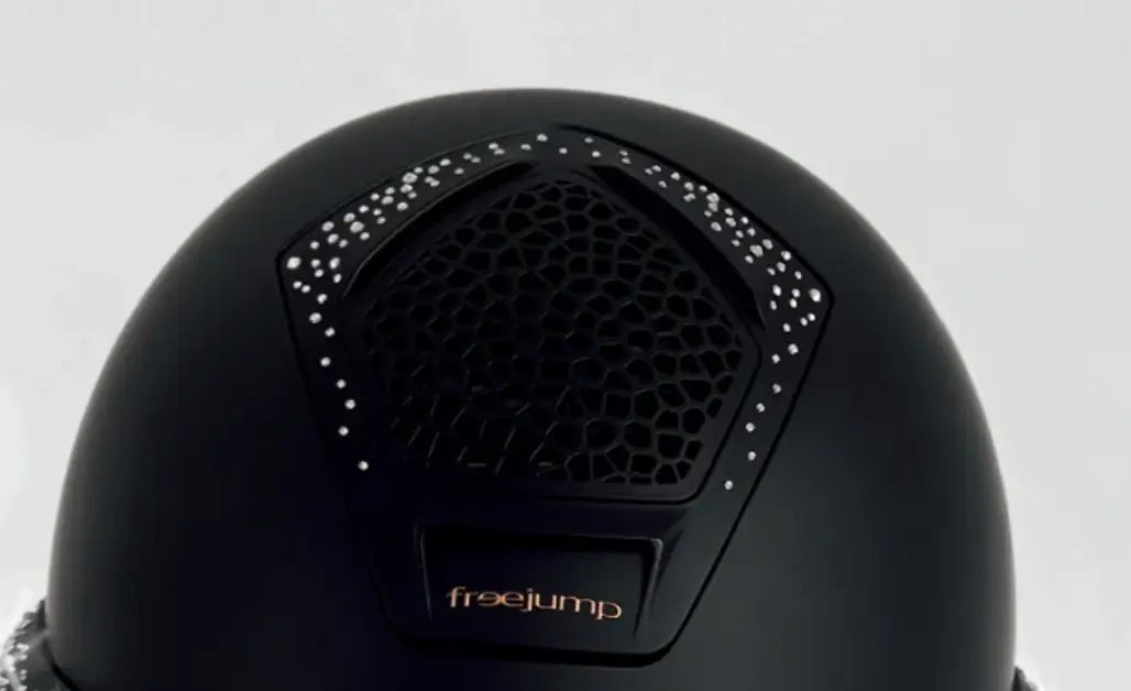 Freejump Voronoï Helmet - Black Matte Shell with Gloss Silver Crystal Grill Freejump