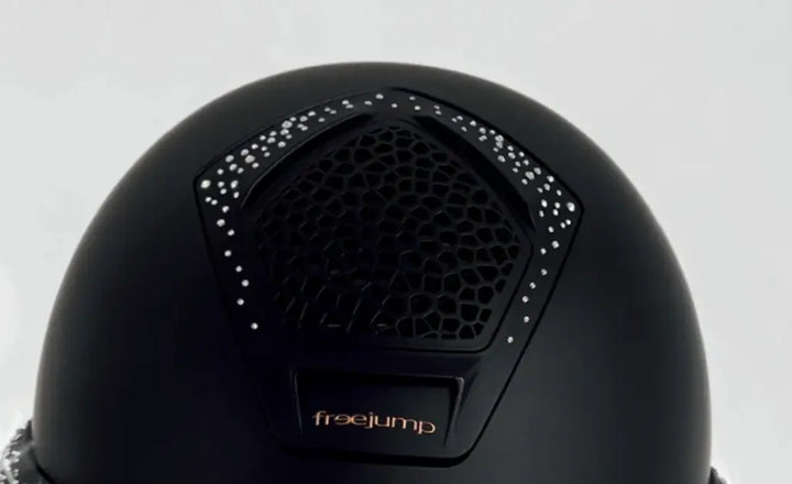 Freejump Voronoï Helmet - Black Matte Shell with Gloss Silver Crystal Grill Freejump