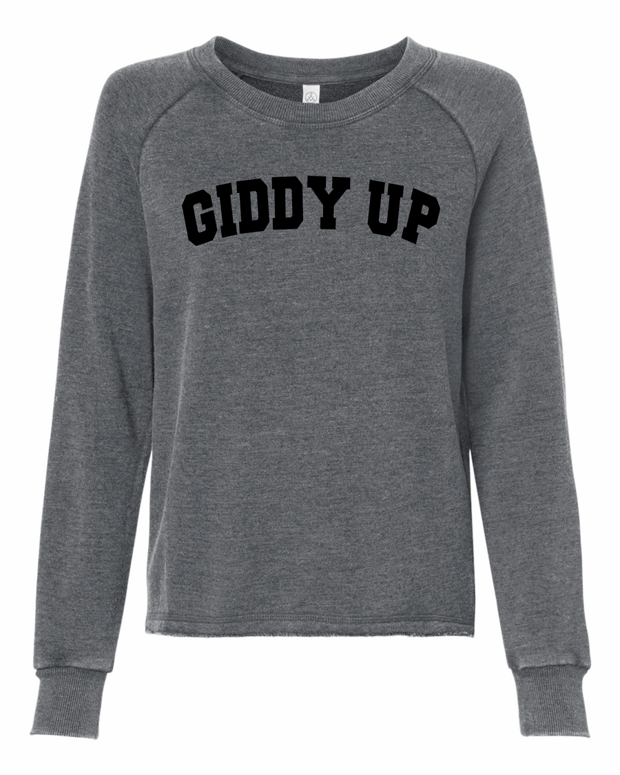 GIDDY UP Washed Black Cozy Crewneck Sweatshirt