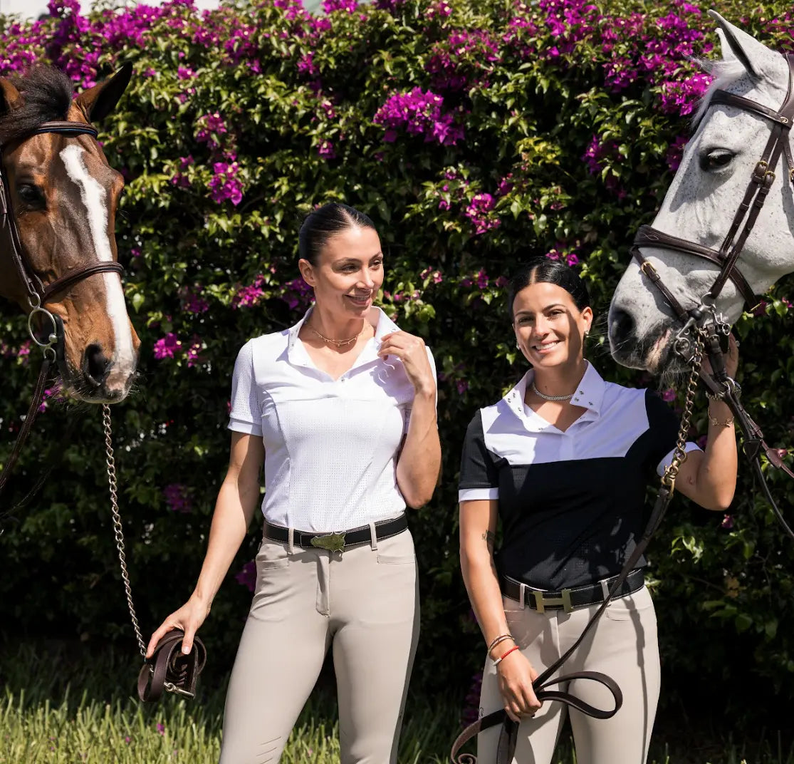 Genevieve Perforated Short Sleeve Show Shirt - Snap Collar Equisite