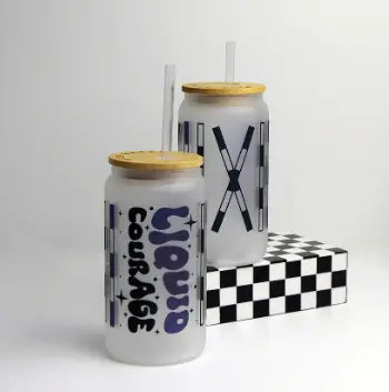 Glass Tumbler w/ Bamboo Lid and Straw Hunt Seat Paper Co.
