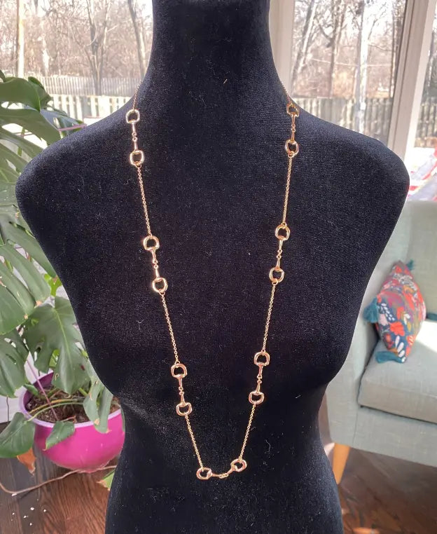 Gold Snaffle Bit Adjustable Necklace - 20" max length Lilo Collections