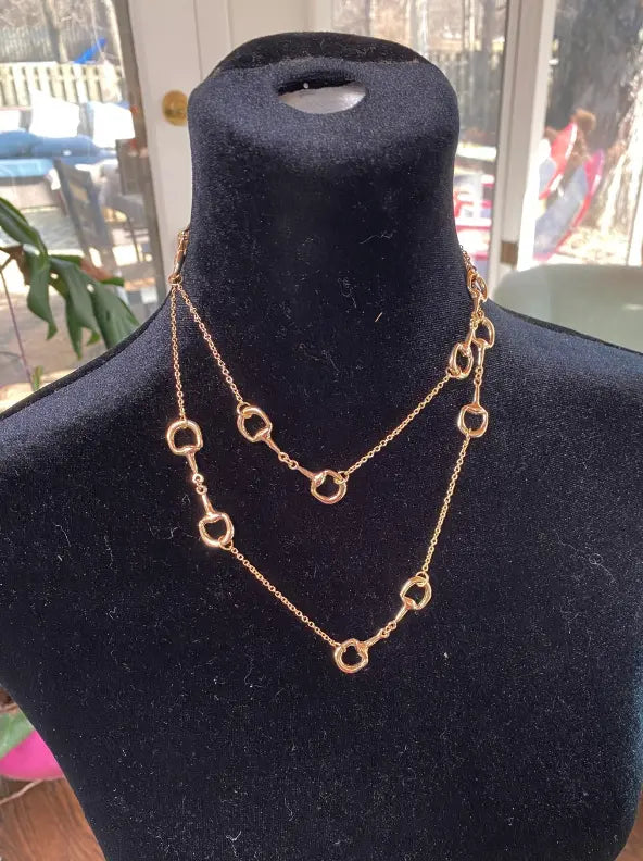 Gold Snaffle Bit Adjustable Necklace - 20" max length Lilo Collections