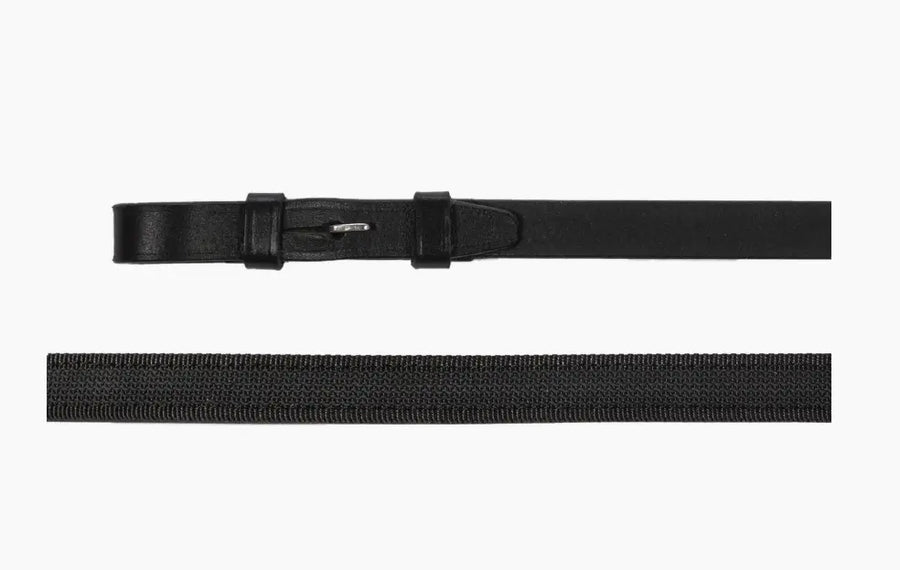 HKM Sophie Smooth Leather Rubber Lined Reins - Black HKM