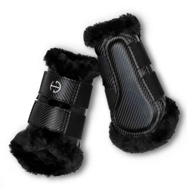 Halter Ego Brushing Boots Black Metallic Carbon Mesh Halter Ego