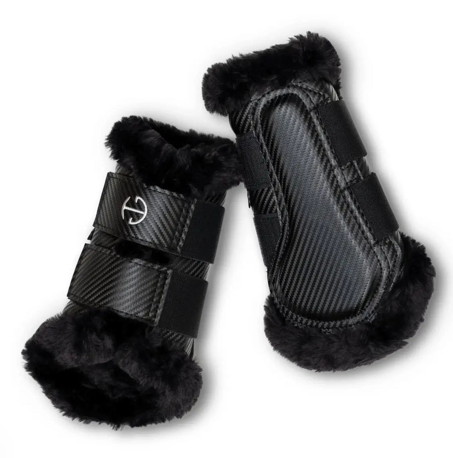 Halter Ego Brushing Boots Black Metallic Carbon Mesh Halter Ego