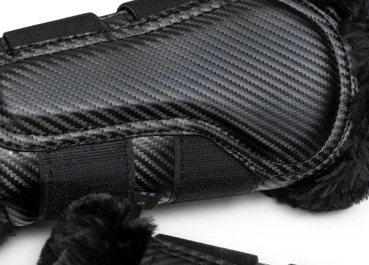 Halter Ego Brushing Boots Black Metallic Carbon Mesh Halter Ego