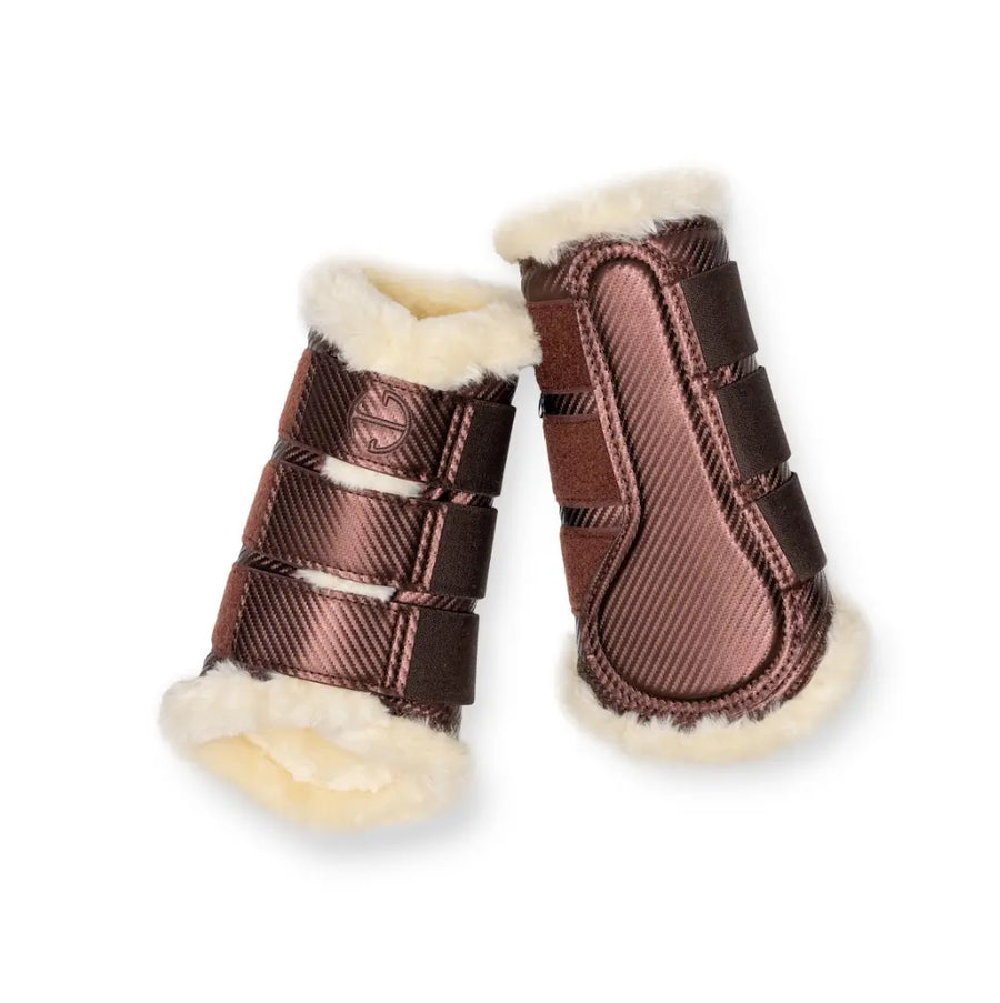 Halter Ego Brushing BootsGilded Mocha Metallic Carbon Mesh Halter Ego