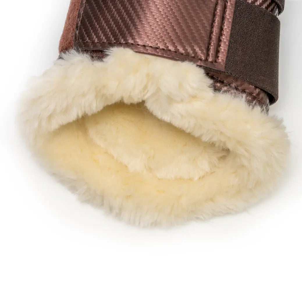 Halter Ego Brushing BootsGilded Mocha Metallic Carbon Mesh Halter Ego