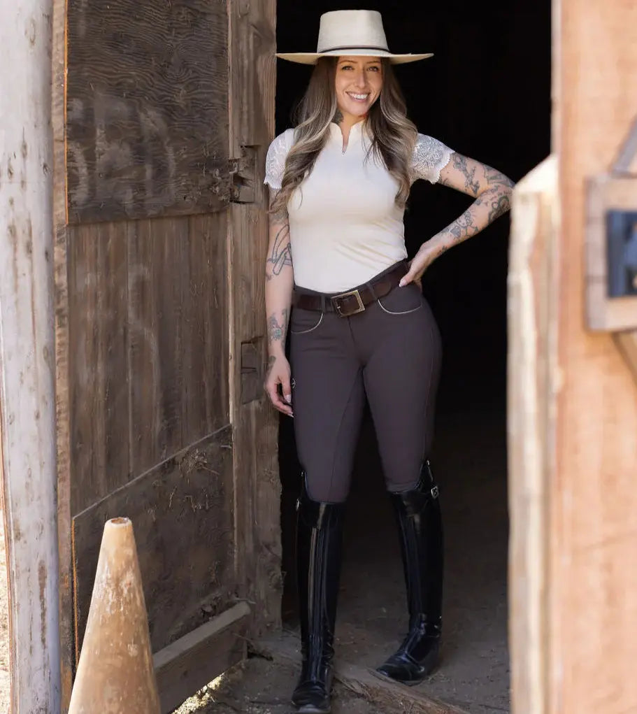 Halter Ego Evolution Mid Rise Full Seat Breeches - Demitasse Brown Halter Ego