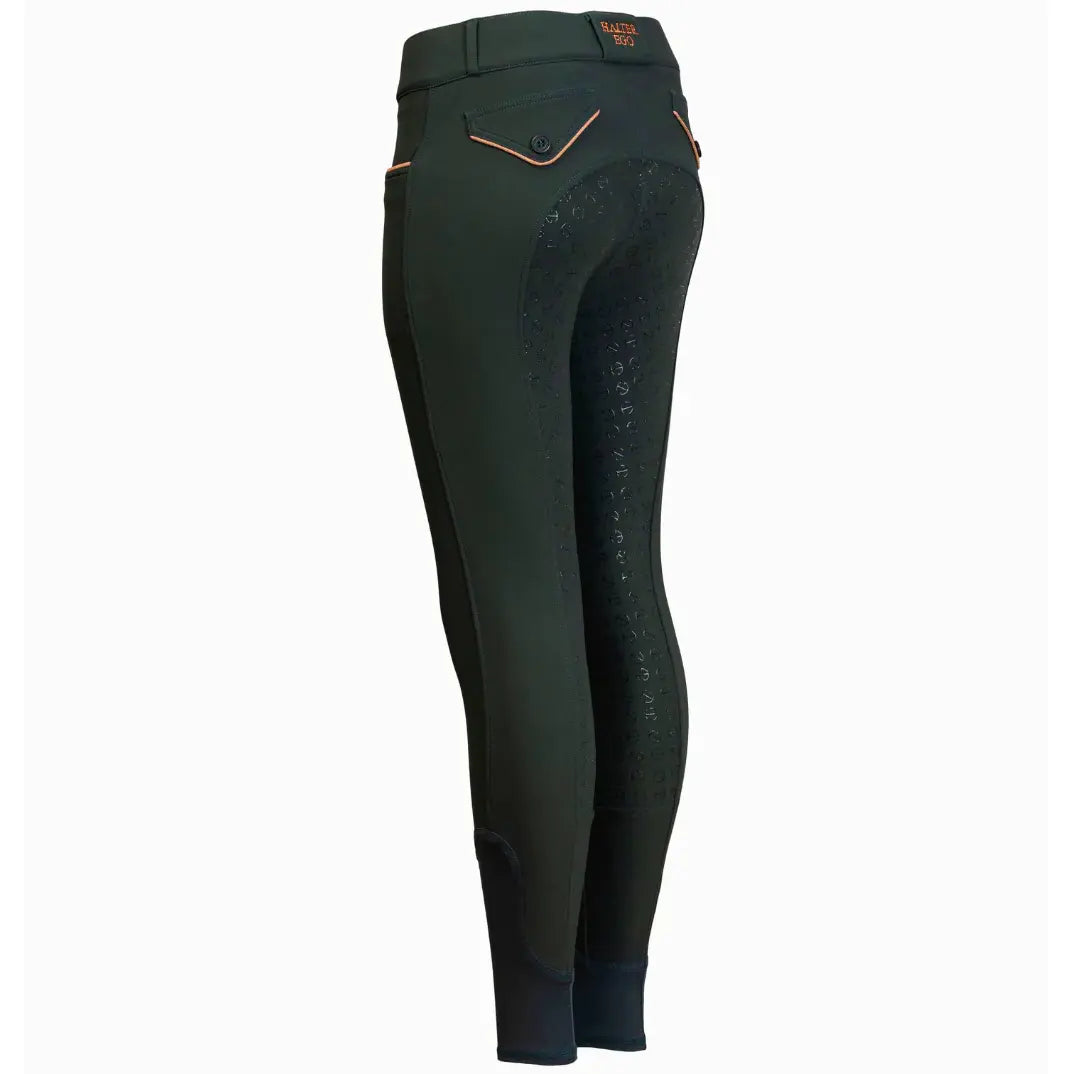 Halter Ego Evolution Mid Rise Full Seat Breeches - Spruce Green & Rosegold Halter Ego