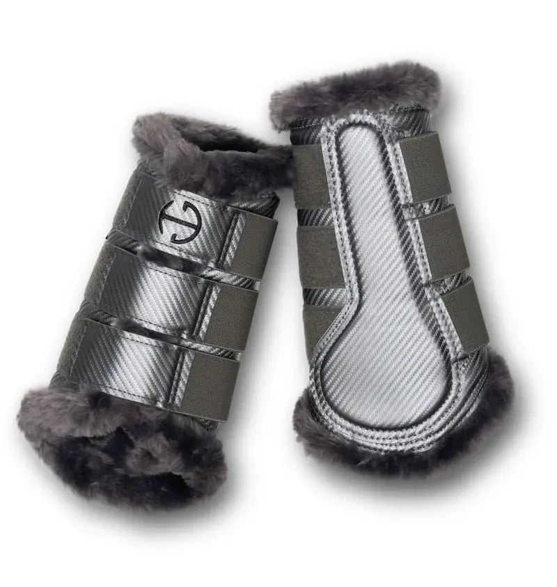 Halter Ego Platinum Metallic Carbon Mesh Brushing Boots Halter Ego