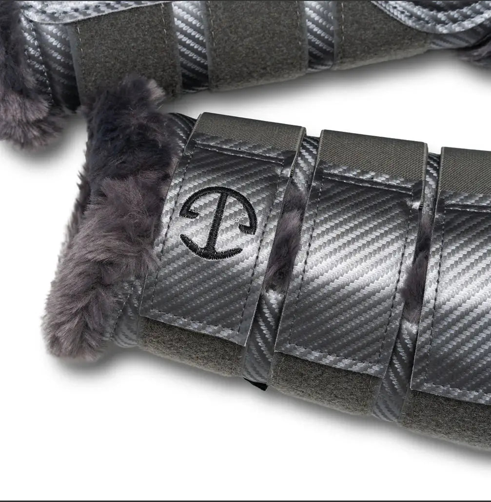Halter Ego Platinum Metallic Carbon Mesh Brushing Boots Halter Ego