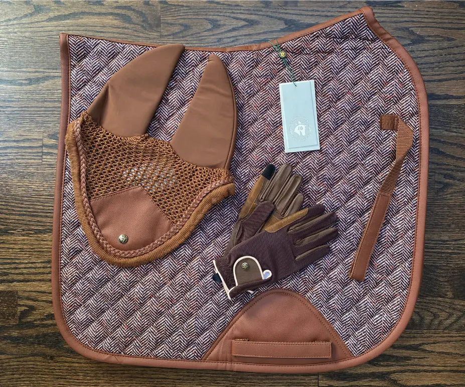 Herringbone & Cognac Saddle Pad 16 Cypress