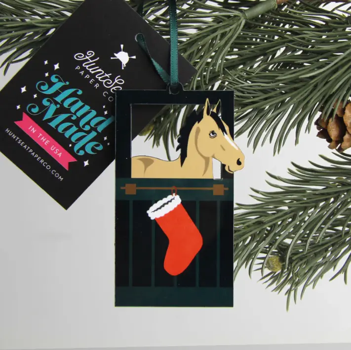 Hunt Seat Paper Horse Barn Door Ornament - Thumbnail 4