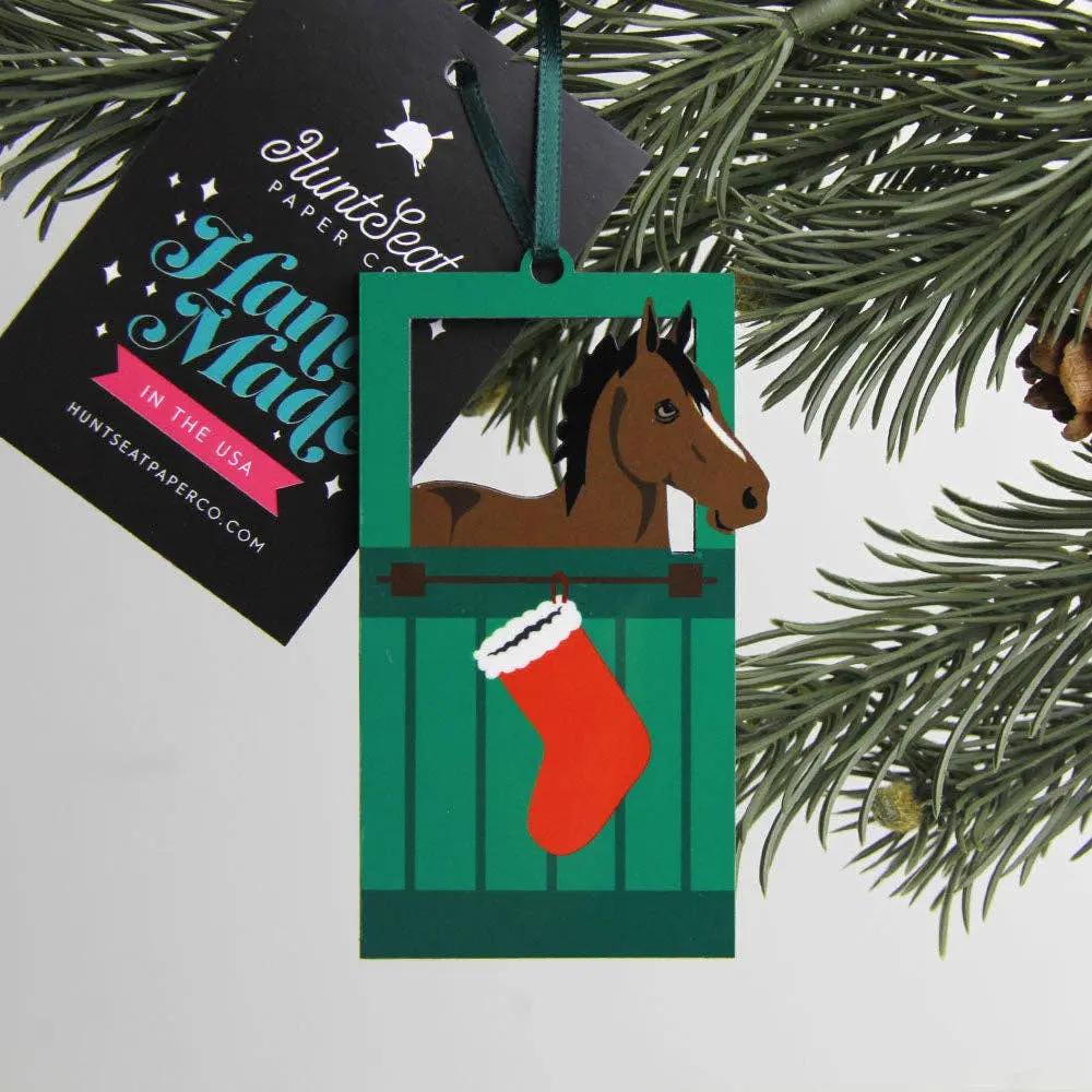 Horse Barn Door  Tree Ornament - Various Coat Colors Hunt Seat Paper Co.