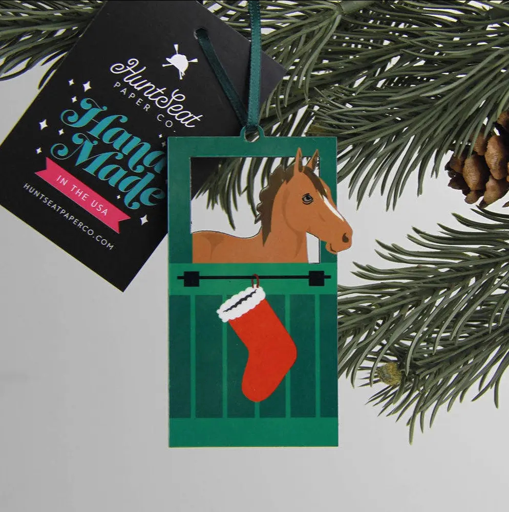 Horse Barn Door  Tree Ornament - Various Coat Colors Hunt Seat Paper Co.