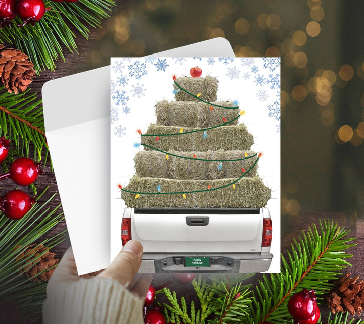 Horse Boxed Christmas Cards (Set of 8): Hay Truck Christmas Lights Horse Hollow Press