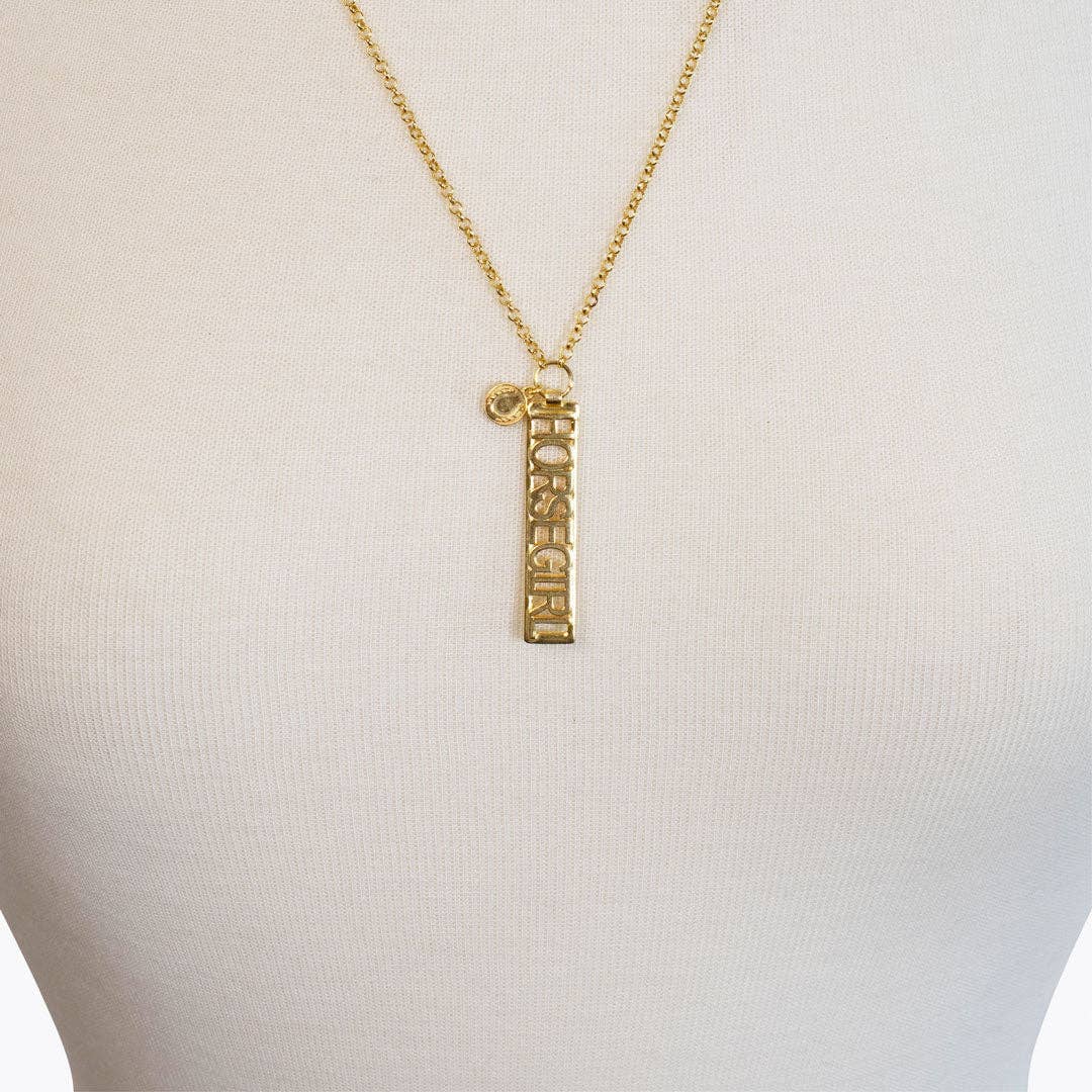 Horse Girl - Equestrian Dog Tag Necklace in Gold URBAN-EQUESTRIAN