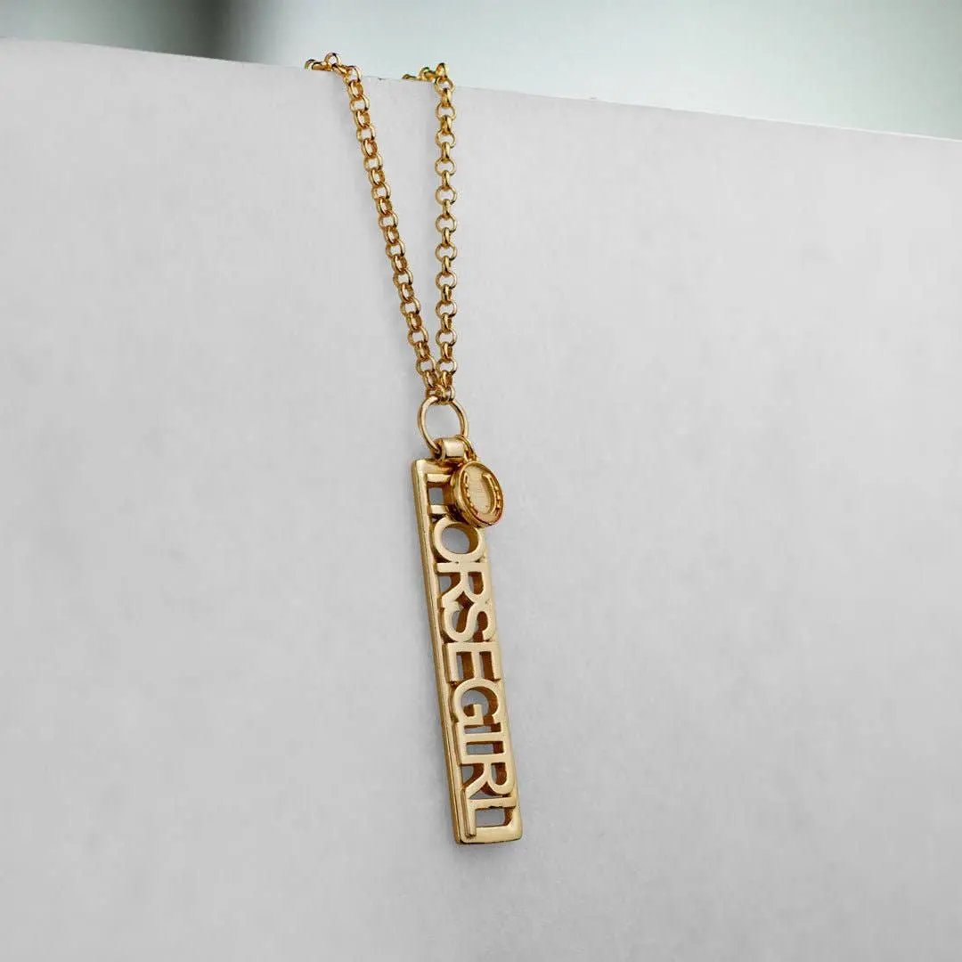 Horse Girl - Equestrian Dog Tag Necklace in Gold URBAN-EQUESTRIAN